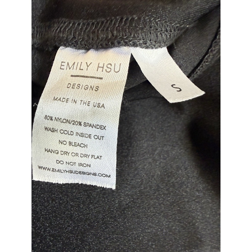 Emily Hsu Leggings Jet Shimmer Black High Waisted Size S High Rise Made in USA - Picture 4 of 8